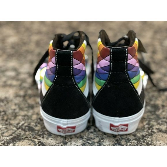 Vans Men's Sk8-Hi Refract Black True White Multi Canvas Suede shoes Size 9.5 - Picture 5 of 6